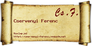 Cservenyi Ferenc névjegykártya
