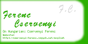 ferenc cservenyi business card